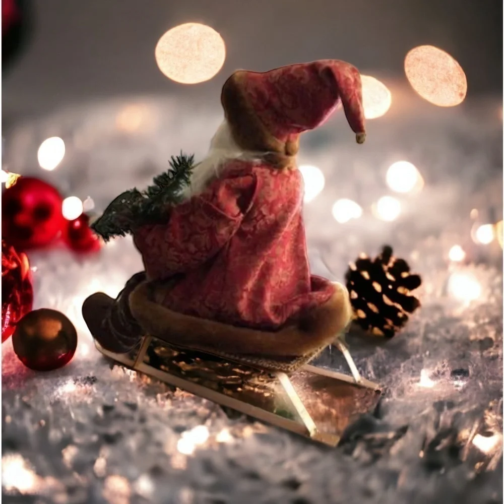 🎄VINTAGE~SANTA & HIS SLEIGH~SO CUTE~13” L x 8” W x 12” T~GREAT CONDITION~G2C
